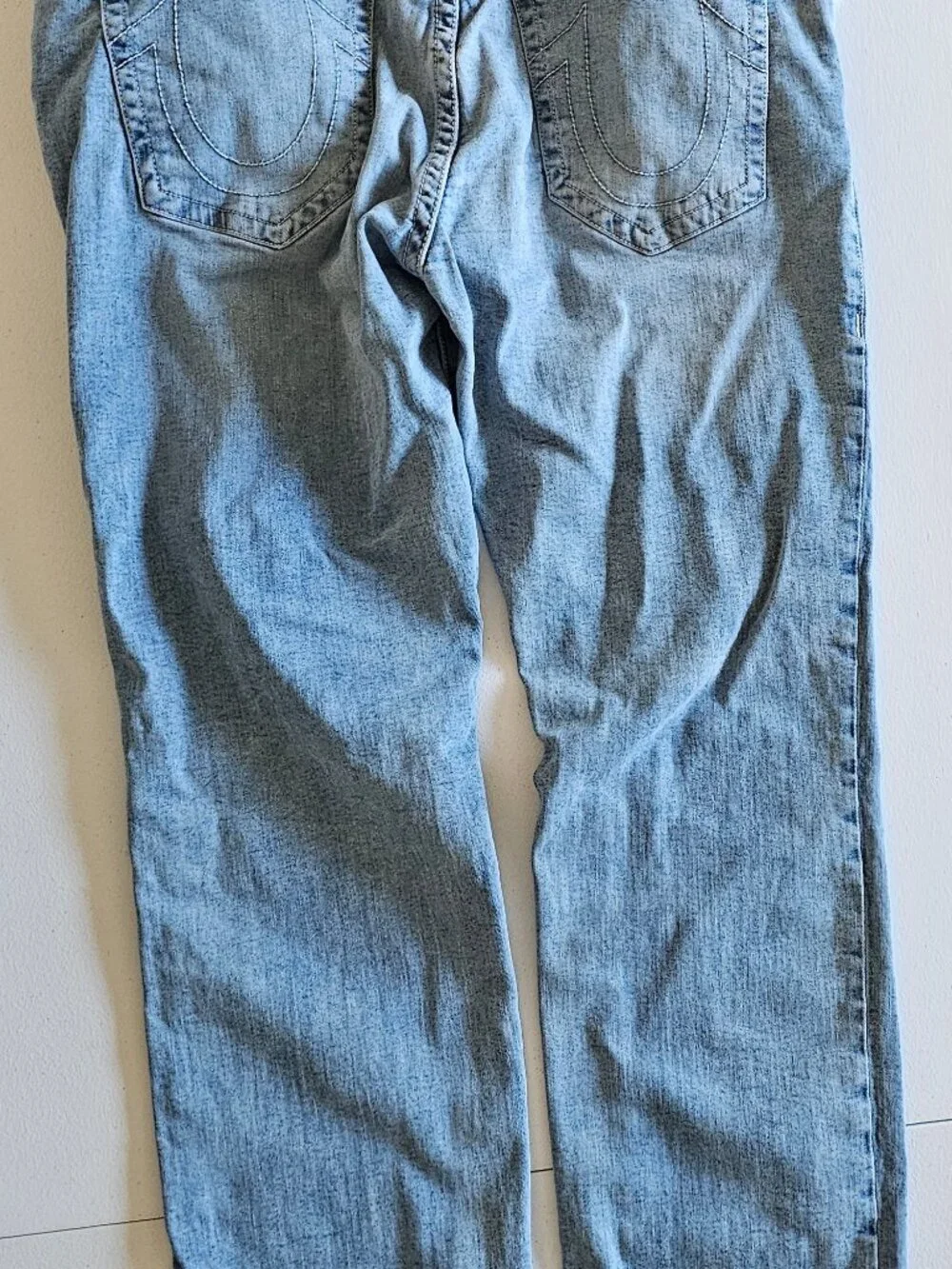 True Religion Ricky Jeans Mens Light Wash Relaxed Straight Flap Pocket 40x36
